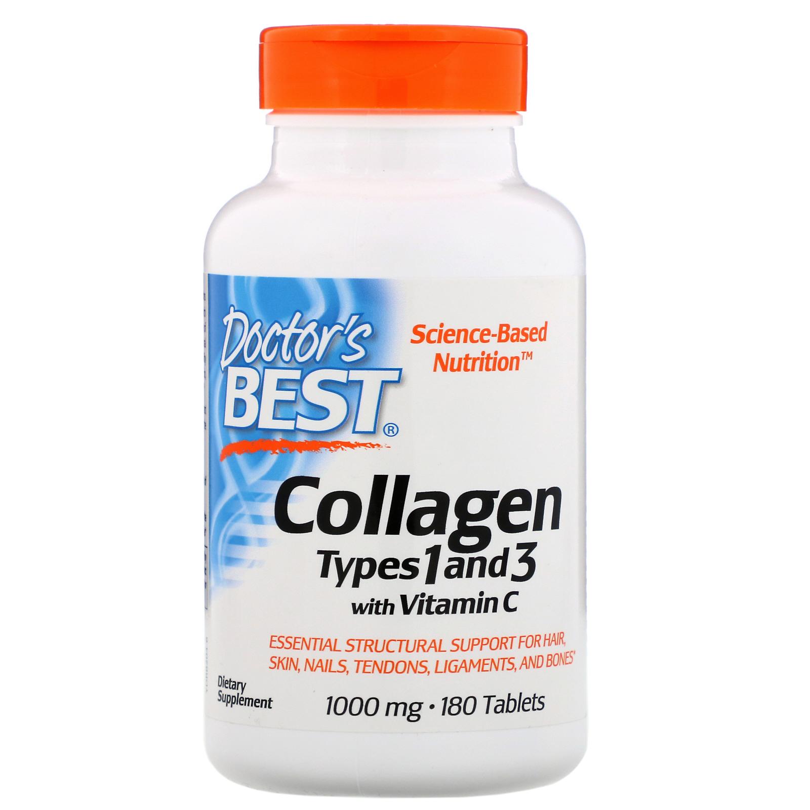 Коллаген Doctor's Best Collagen Types 1 and 3 with Vitamin C 1000 mg 180 tablets