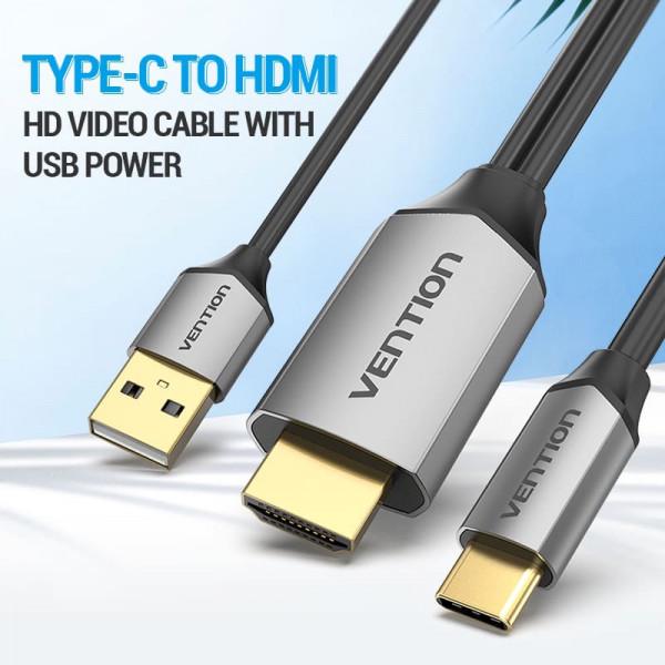 Кабель для передачі даних Vention USB-C-HDMI-USB-A v2.0 1,5 м Чорний (604964) - фото 4