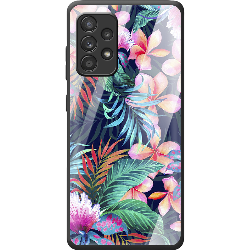 Чохол BoxFace Samsung A325 Galaxy A32 flowers in the tropics Чорний силікон з склом (42084-up1971-42234)