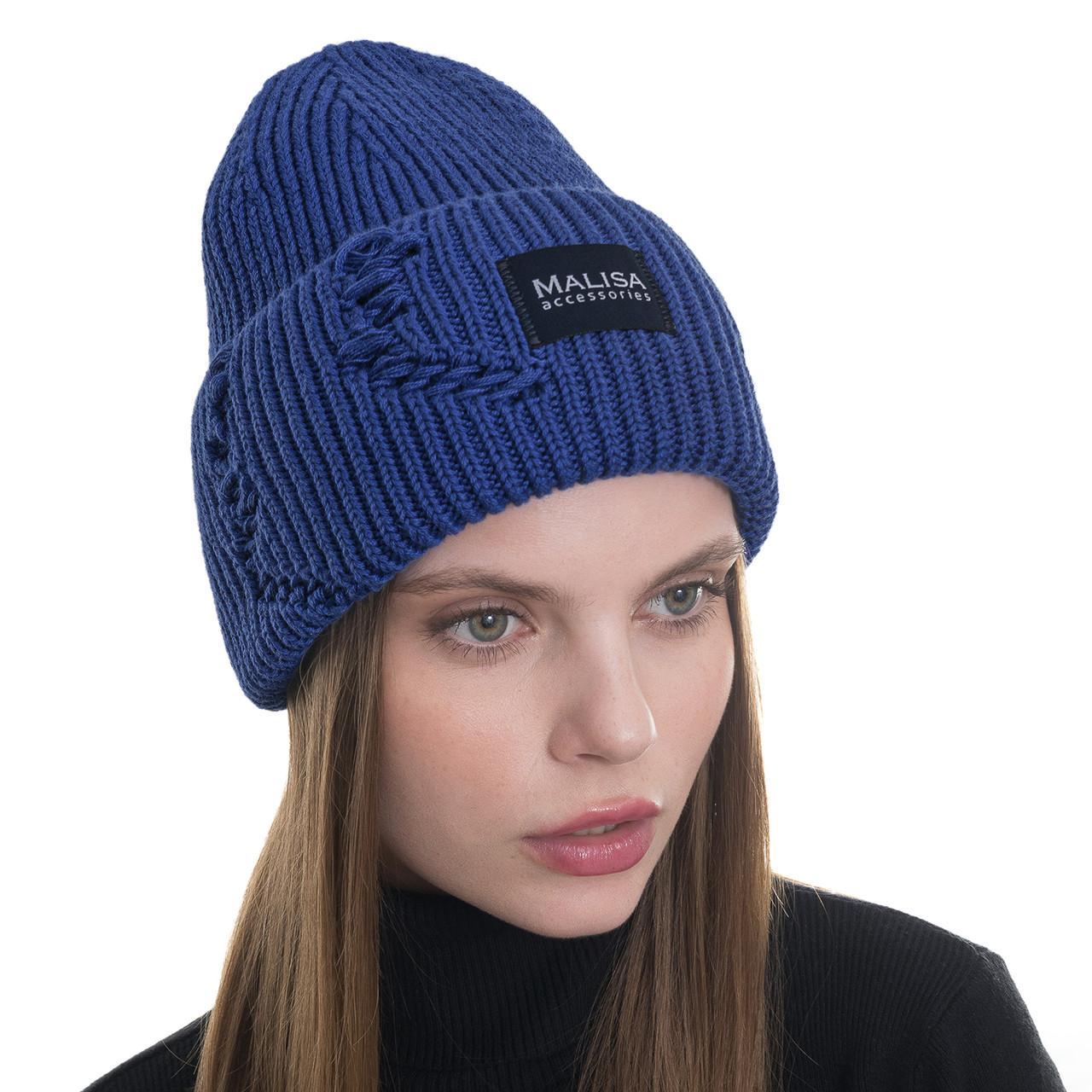 Шапка женская Malisa БРУНО без подкладки рваная с эмблемой на отвороте one size Джинс (253337) - фото 1 Шапка женская Malisa БРУНО без подкладки рваная с эмблемой на отвороте one size Джинс (253337) - фото 1
