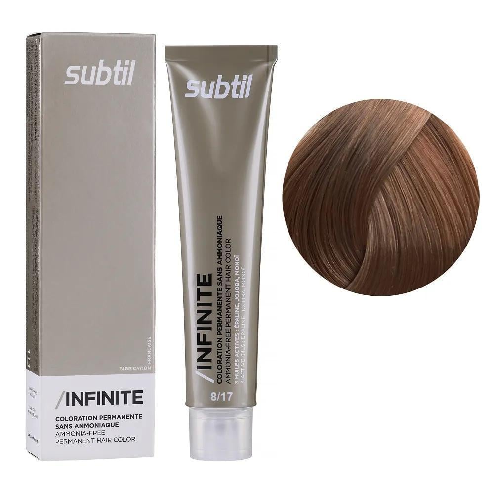 Крем-фарба безаміачна Subtil для волосся Infinite Permanent Hair Color 8.17 Світлий блондин попелястий каштановий 60 мл