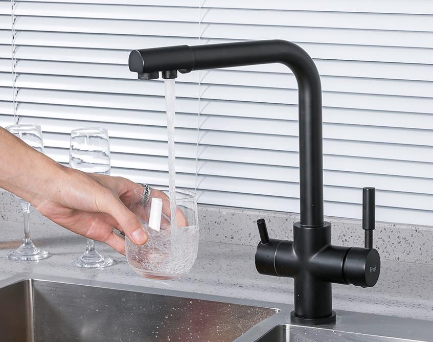 Змішувач для кухні Frap H52 F4352-6 на дві води Чорний - фото 3 Змішувач для кухні Frap H52 F4352-6 на дві води Чорний - фото 3