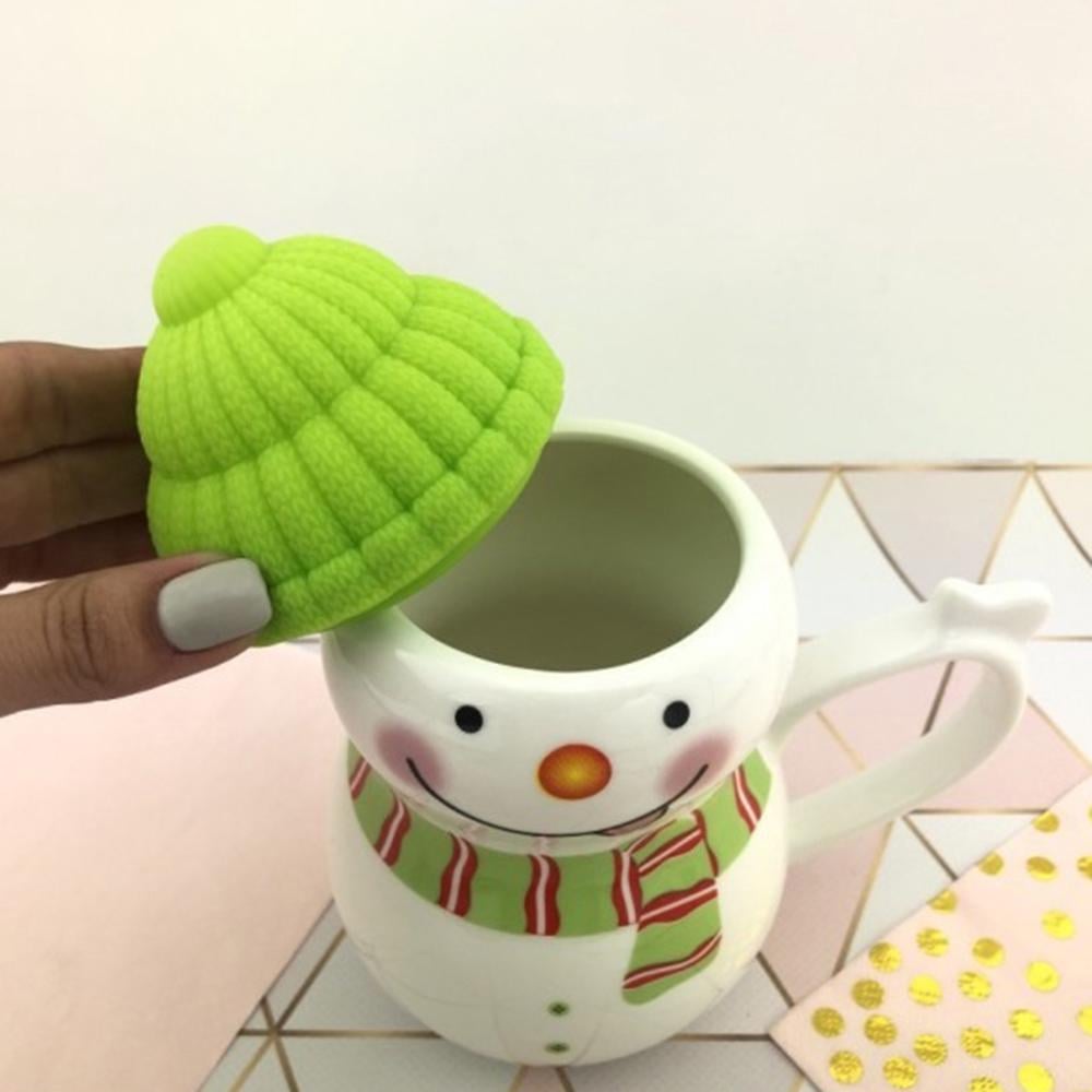 Чашка новогодняя с крышкой Снеговик керамика 350 мл Зеленый (30308503) - фото 4 Чашка новогодняя с крышкой Снеговик керамика 350 мл Зеленый (30308503) - фото 4