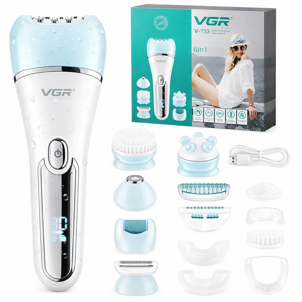 Епілятор жіночий акумуляторний VGR V-733 IPX7LED Зелений (31633106)