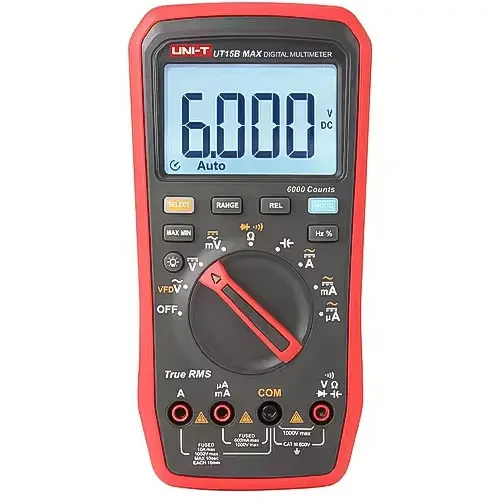Цифровой многофункциональный мультиметр UNI-T UT-15B MAX с True RMS и защитой от помех VFD Красно-черный (168-31-121-041) Цифровой многофункциональный мультиметр UNI-T UT-15B MAX с True RMS и защитой от помех VFD Красно-черный (168-31-121-041)