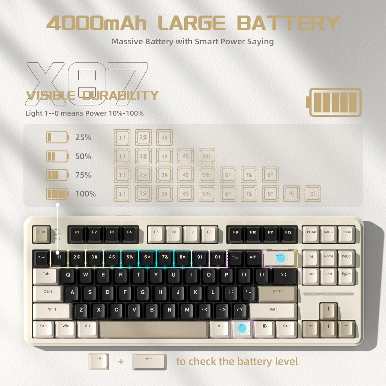 Клавиатура игровая attack shark X87 беспроводная механическая с RGB подсветкой с поддержкой HOT-SWAP - фото 8