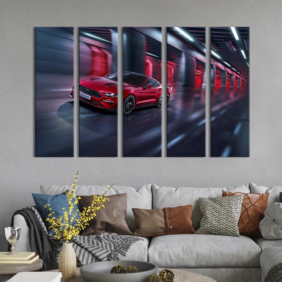 Картина на холсте Шикарный красный Ford Mustang 87x50 см (1320-51)