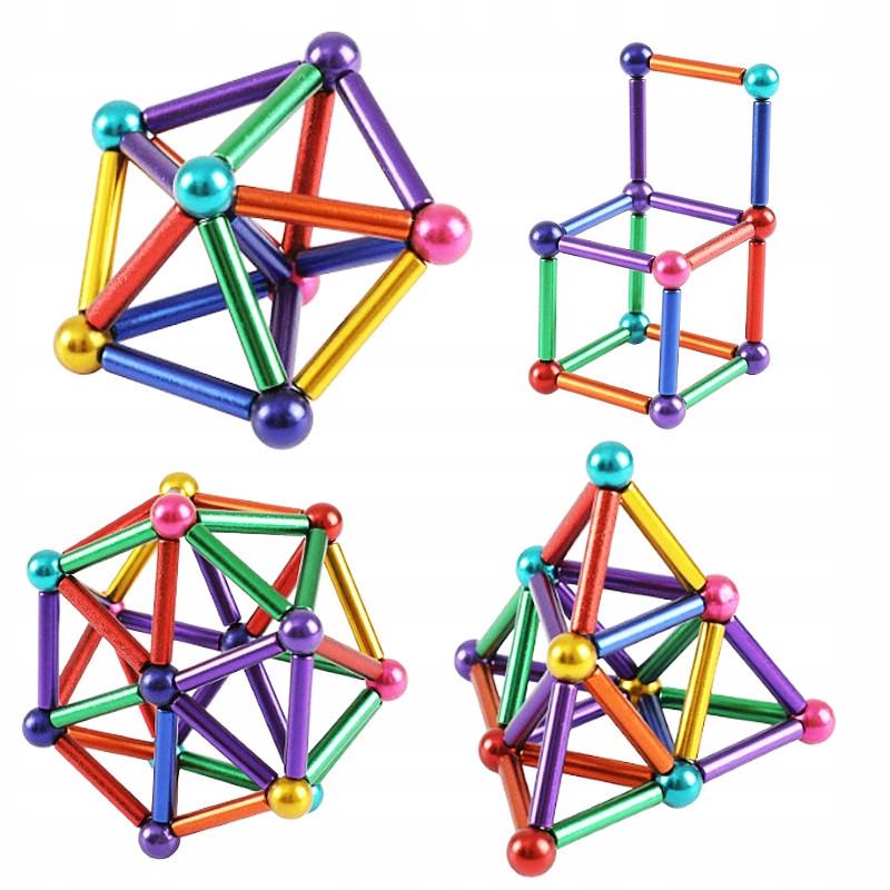 Конструктор магнитный для детей разноцветный 63 детали (09)