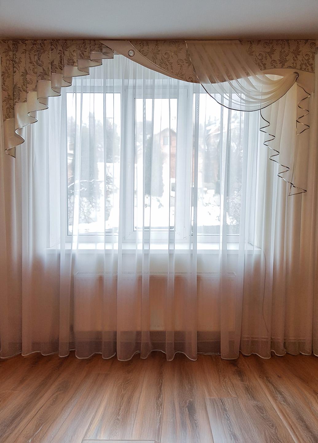 Ламбрекен жесткий Firanka Стайл 250 см Бежевый с серебристым (48_8ж)