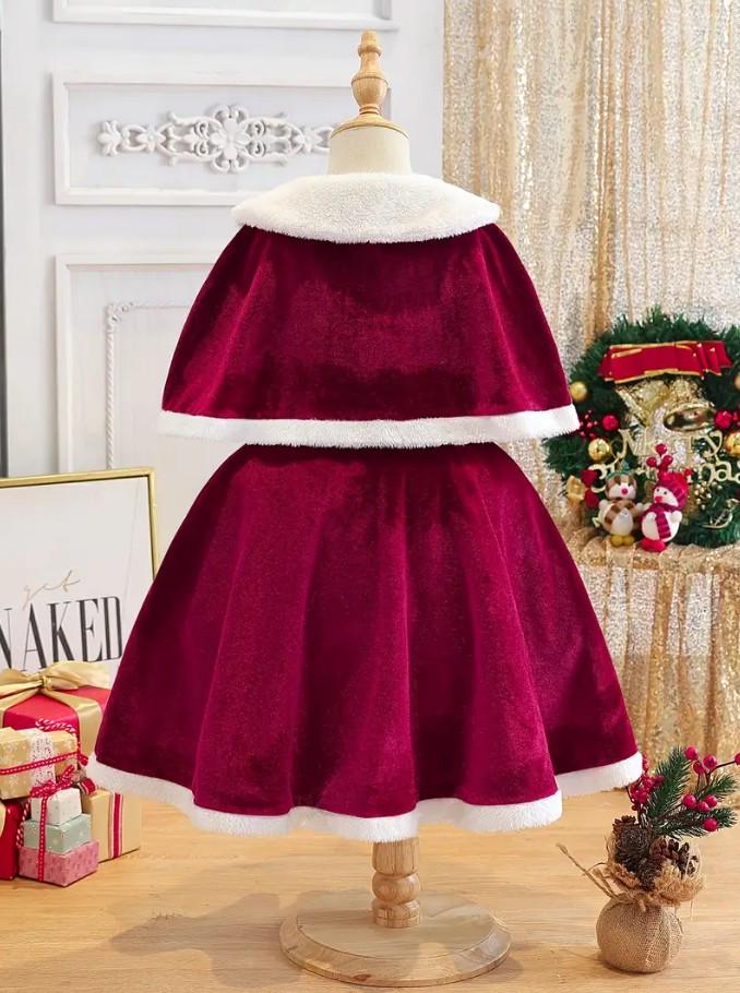 Сукня оксамитова для дівчинки 5 років Різдвяна з білим хутром Бордовий (2819917414) - фото 3 Сукня оксамитова для дівчинки 5 років Різдвяна з білим хутром Бордовий (2819917414) - фото 3