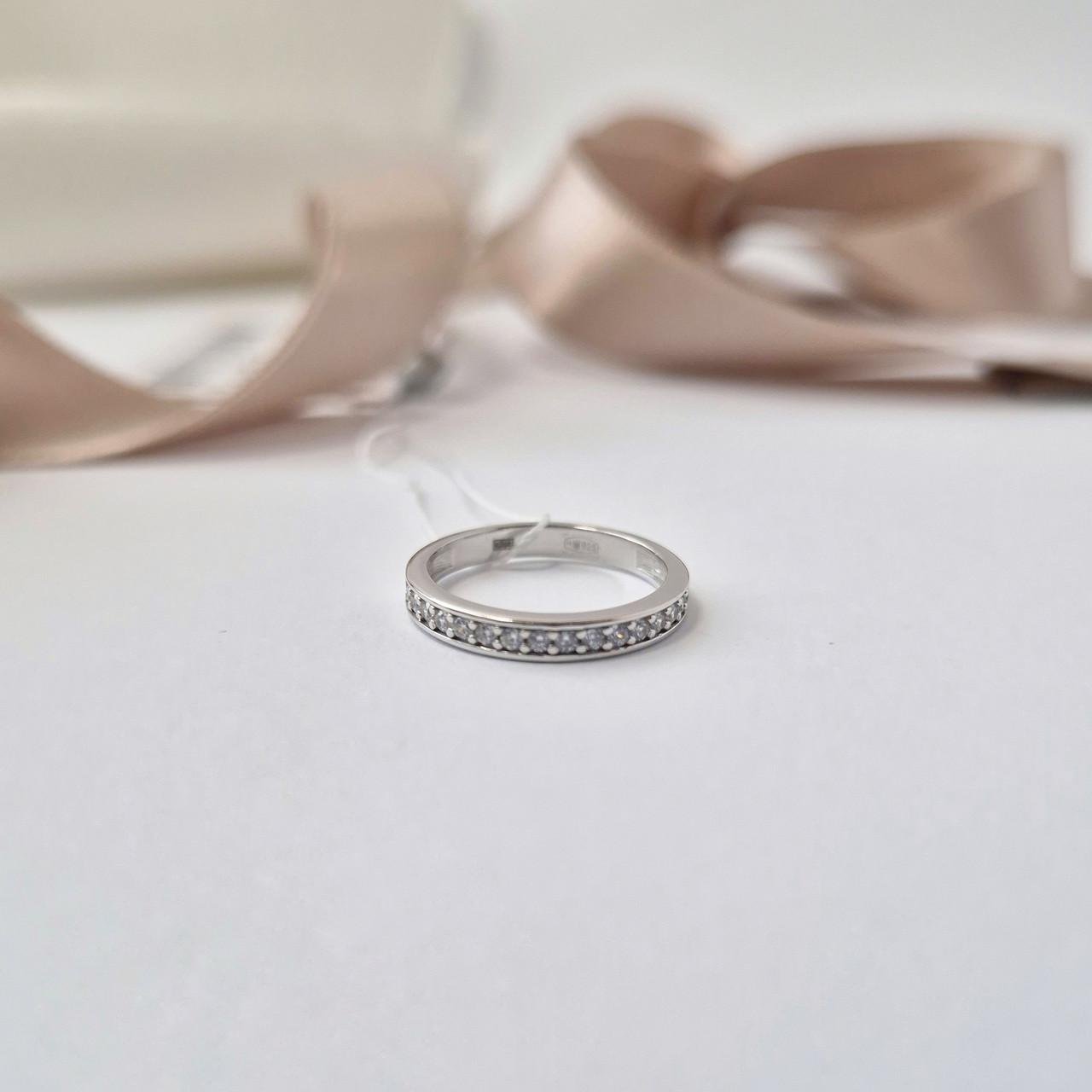 Кольцо дорожка с белыми камнями серебро 925 пробы родированное 1,44 г р. 20 (лк0019р)