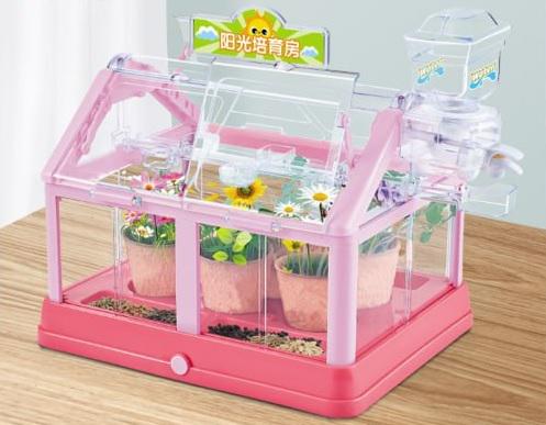 Набор для выращивания растений Мини Теплица с системой полива и солнечными светодиодными лампами Розовый (425/1) - фото 7