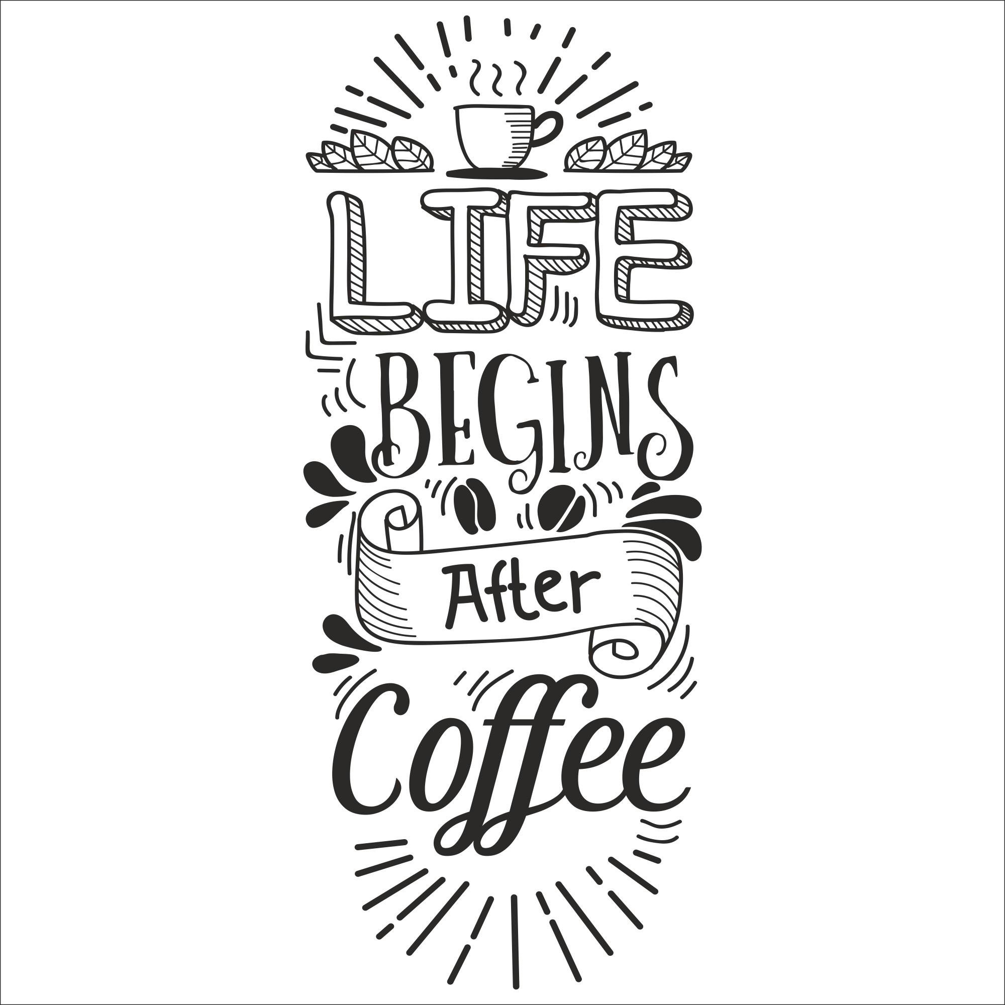 Наклейка виниловая на стену Happy Pocket "Life begins after Coffee" глянец 50х122 см Белый (HP-021L-010GL) - фото 3