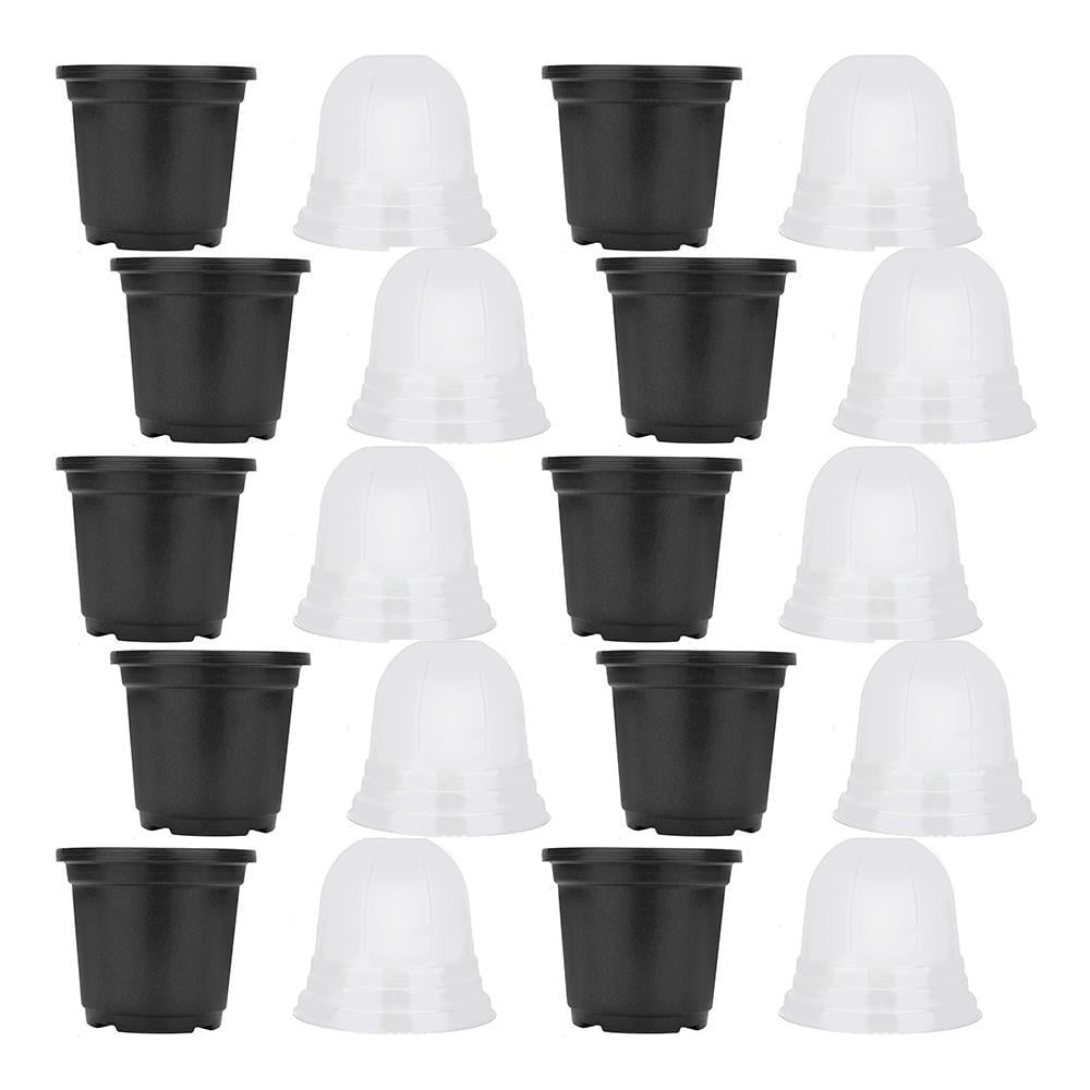 Горщики-стакани для розсади з кришками пластикові 10 шт. Чорний (25075196) - фото 1 Горщики-стакани для розсади з кришками пластикові 10 шт. Чорний (25075196) - фото 1