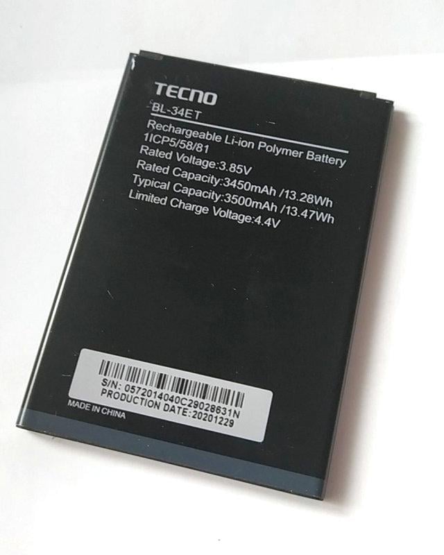 Батарея Tecno BL-34ET/Tecno POP 3 BB2/Li-Pol 3500 mAh/13.47 Wh/3.85 V PRC