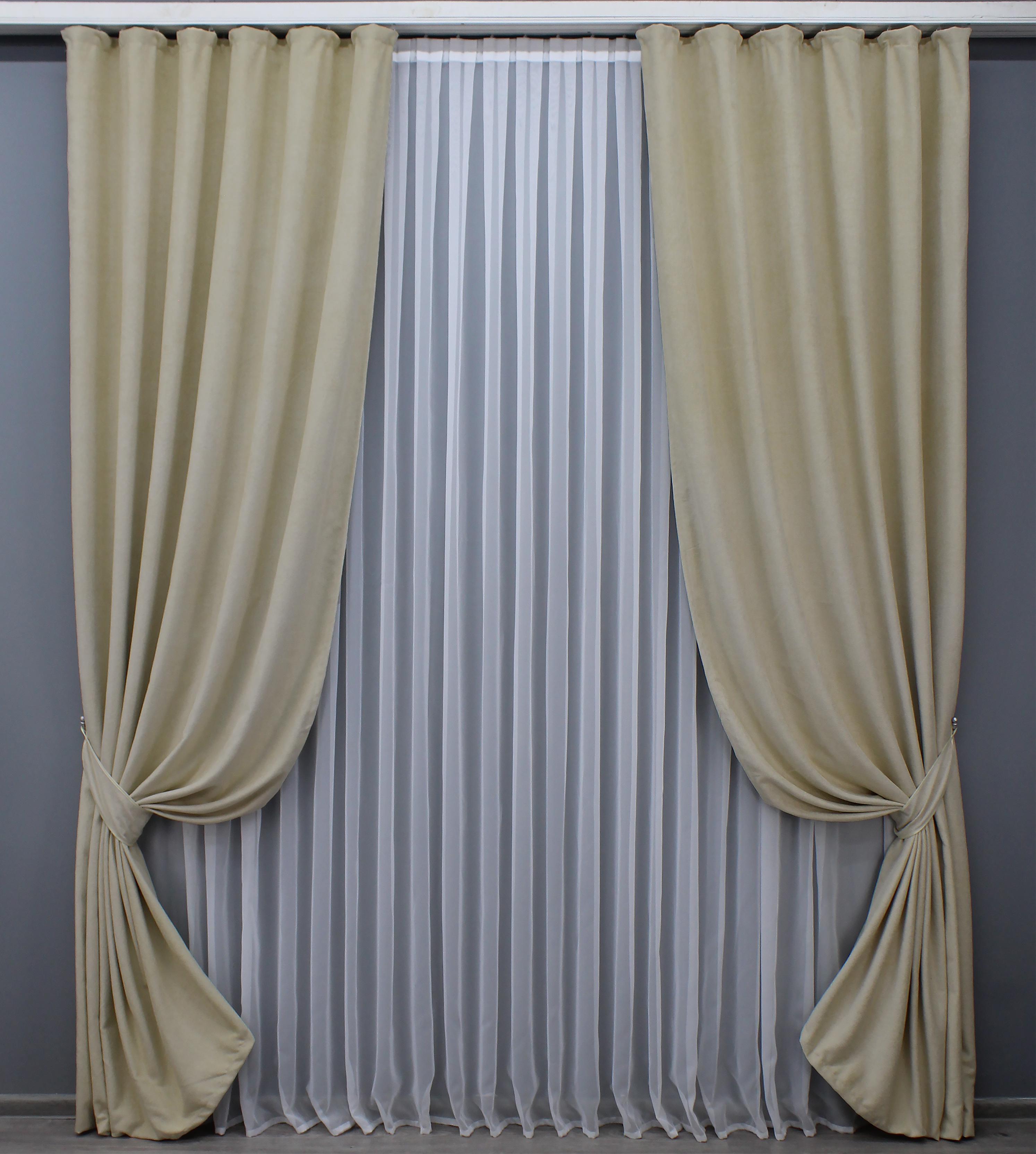 Комплект готовых штор VR-Textil Лен № 1424ш 150х270 см 2 шт. Молочный (33-0286)