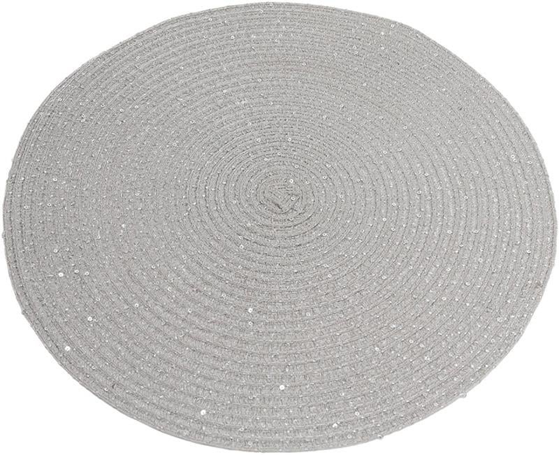 Набор сервировочных ковриков Margrese Сircle 38 см с пайетками 6 шт. Серый (BD-444-133)