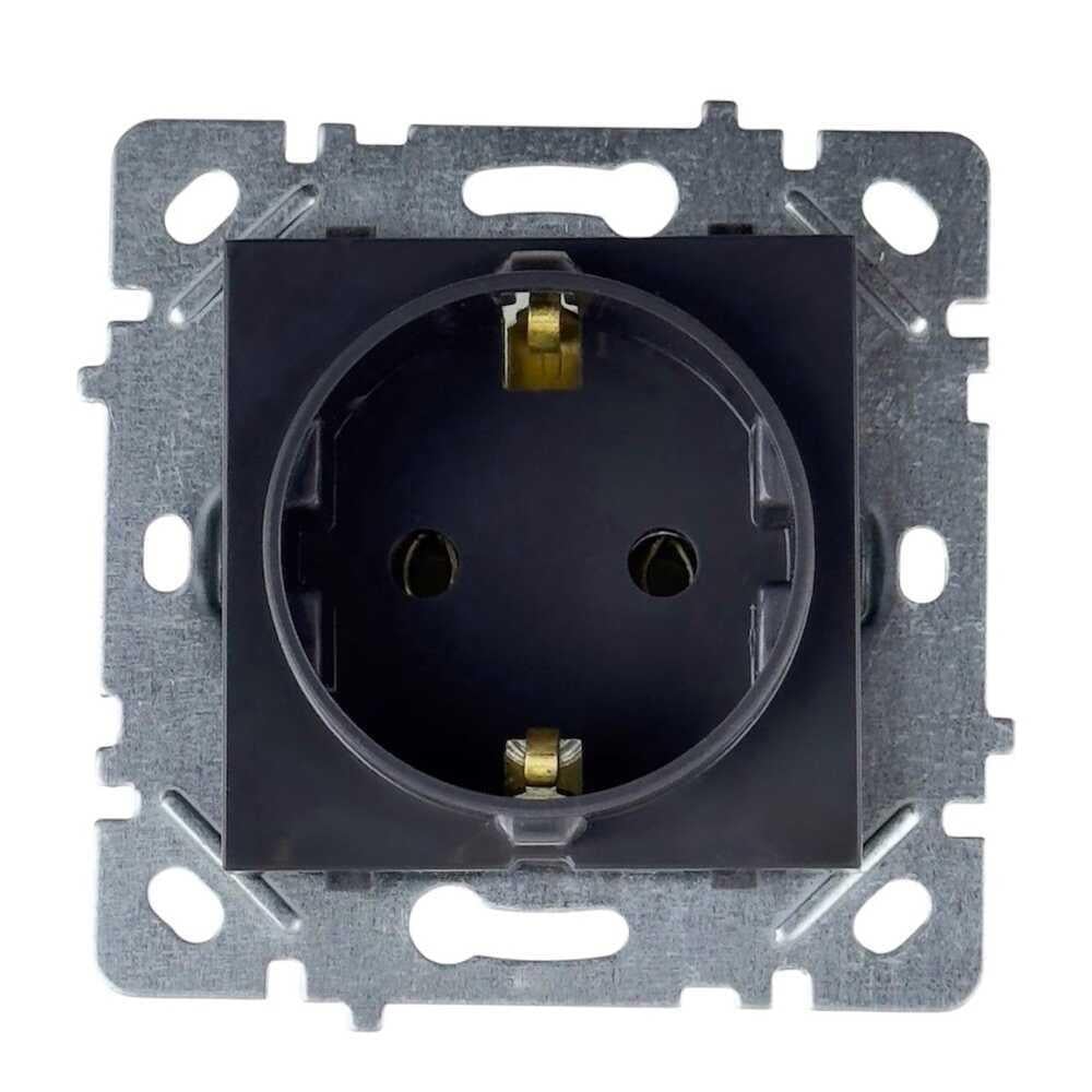 Розетка Nilson Selene без рамки одинарная с заземлением Антрацит (23360417)