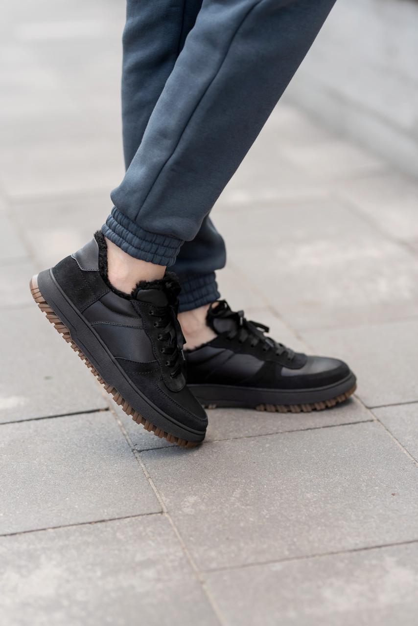 Кроссовки женские из кожи на меху р. 36 23,5 см Черный - фото 3