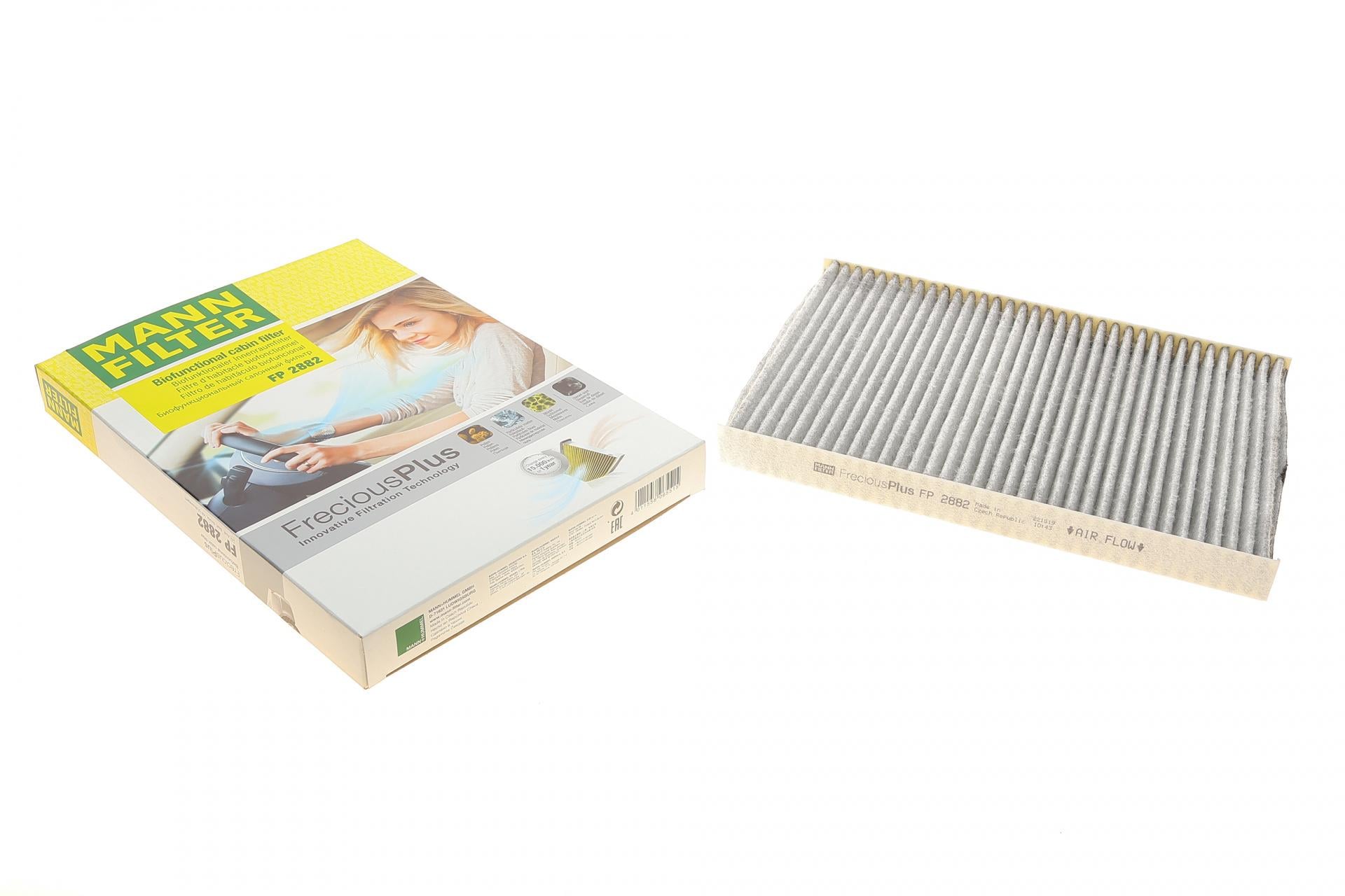 Фильтр салона Mann-Filter для VW Caddy II/Golf III/Skoda Octavia- 10 угольный /антибактериальный (FP 2882)