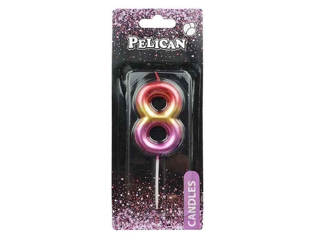 Свеча для торта Pelican 8 6 см Разноцветный (866068)