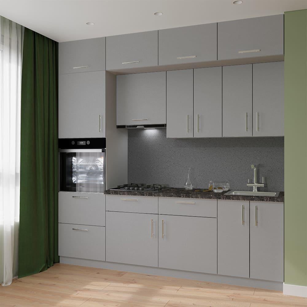 Кухня SENAM ДСП 1 Классик встроенные плита и вытяжка с антресолями с ручками 2,4 м Серый камень (ДСП1Р24.4) Кухня SENAM ДСП 1 Классик встроенные плита и вытяжка с антресолями с ручками 2,4 м Серый камень (ДСП1Р24.4)