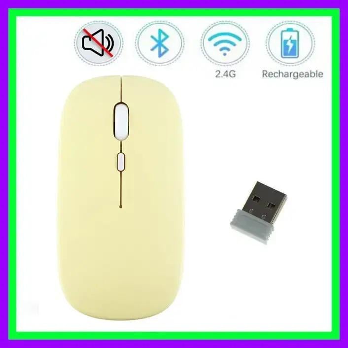 Мышь компьютерная беспроводная Bluetooth/USB Желтый - фото 2 Мышь компьютерная беспроводная Bluetooth/USB Желтый - фото 2