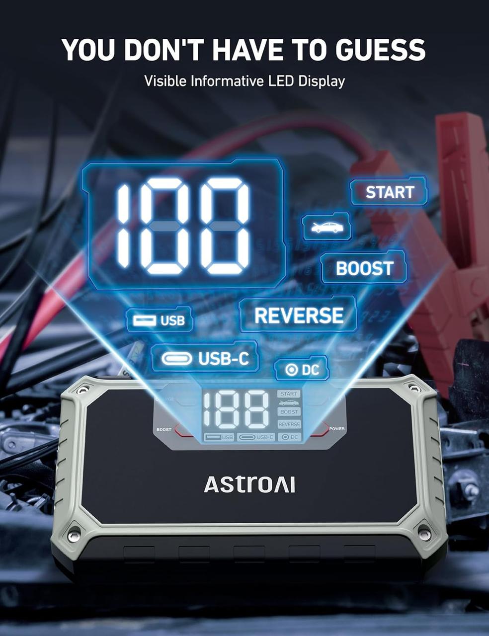 Пусковий пристрій AstroAI Jump Starter 2000А (AHET118GY) - фото 4