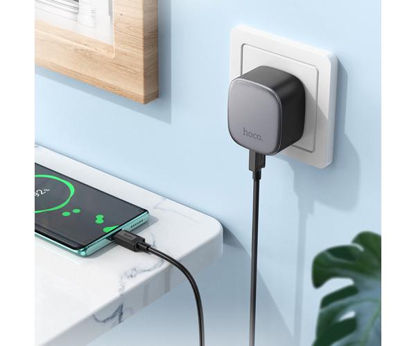 Устройство сетевое зарядное Hoco CS32A Type-C/USB QC3.0 PD20W с кабелем Typy-C to Type-C Black - фото 7 Устройство сетевое зарядное Hoco CS32A Type-C/USB QC3.0 PD20W с кабелем Typy-C to Type-C Black - фото 7