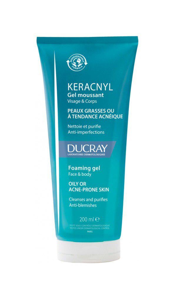 Гель очищающий Ducray Keracnyl Gel Moussant для жирной кожи со склонностью к акне 200 мл (3282770141351)