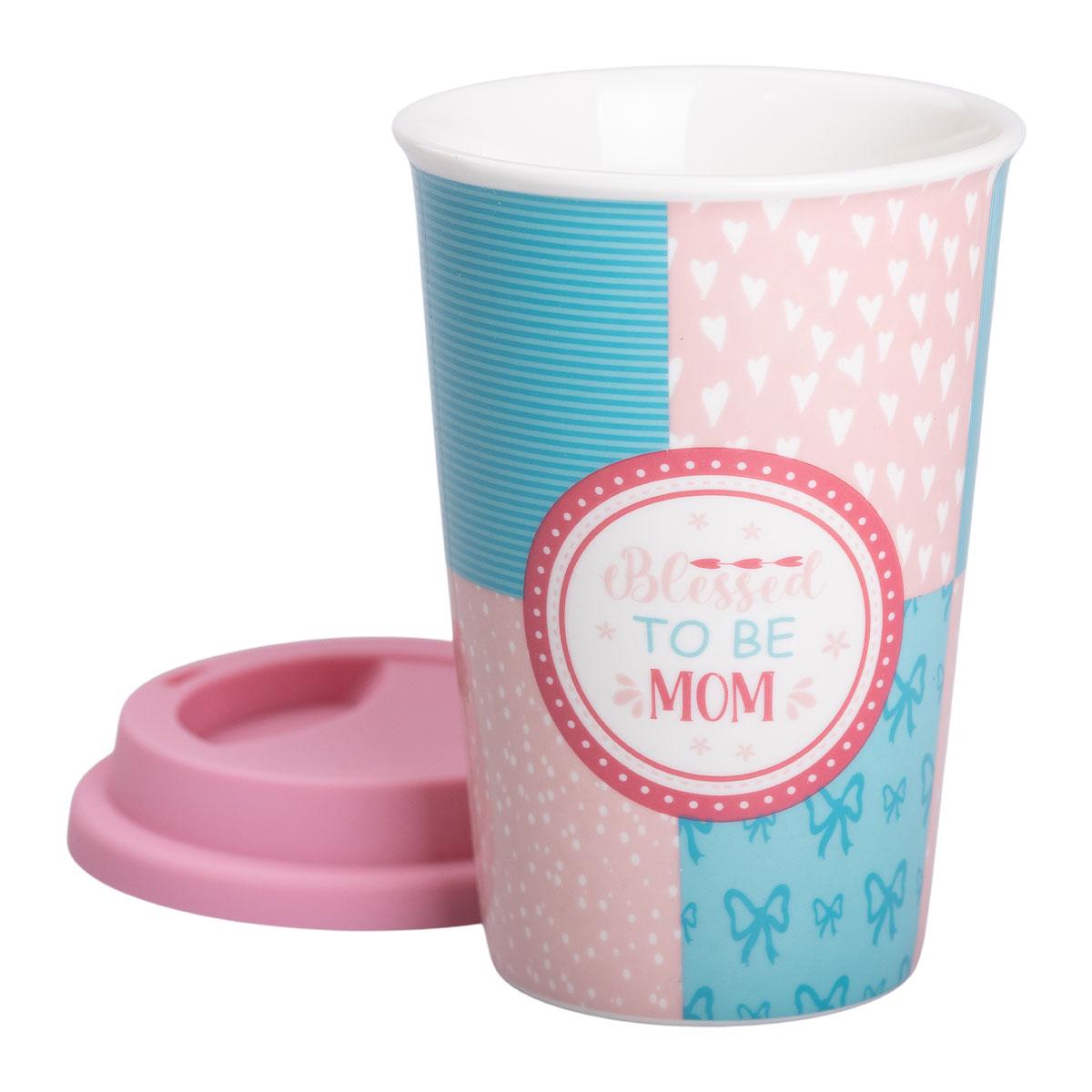 Стакан керамический Blessed to be mom с силиконовой крышкой 420 мл (5755) Стакан керамический Blessed to be mom с силиконовой крышкой 420 мл (5755)