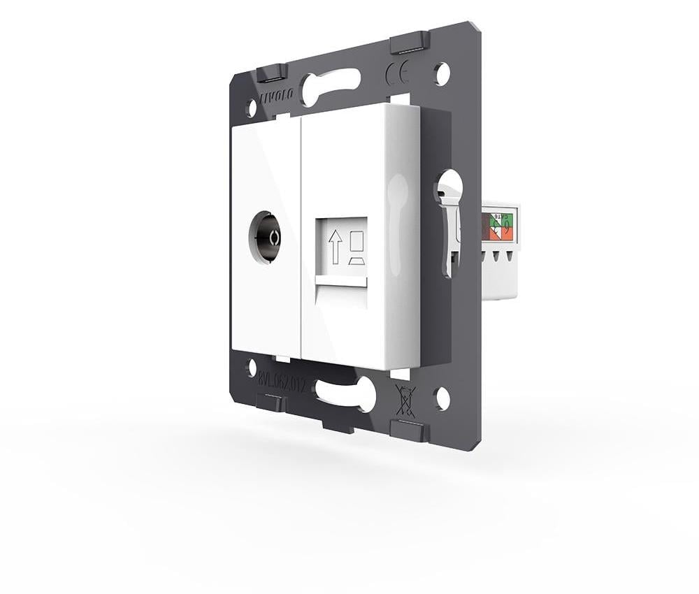 Розетка компьютерная LIVOLO RJ-45/ТВ настенная дизайнерская Белый (VL-FCCP/FCTV-2WP)
