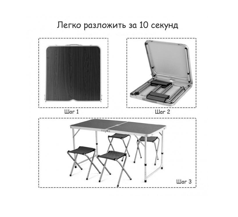 Стіл розкладний зі стільцями 120х60х70/55 см Синій (34674) - фото 4