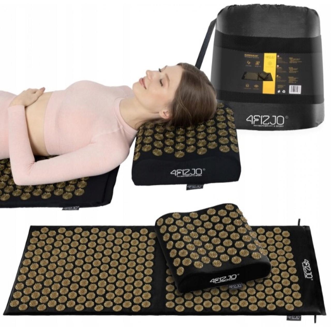 Коврик акупунктурный с подушкой 4fizjo Ergo Mat XL Аппликатор Кузнецова Black/Gold (P-5907739313843) - фото 11 Коврик акупунктурный с подушкой 4fizjo Ergo Mat XL Аппликатор Кузнецова Black/Gold (P-5907739313843) - фото 11