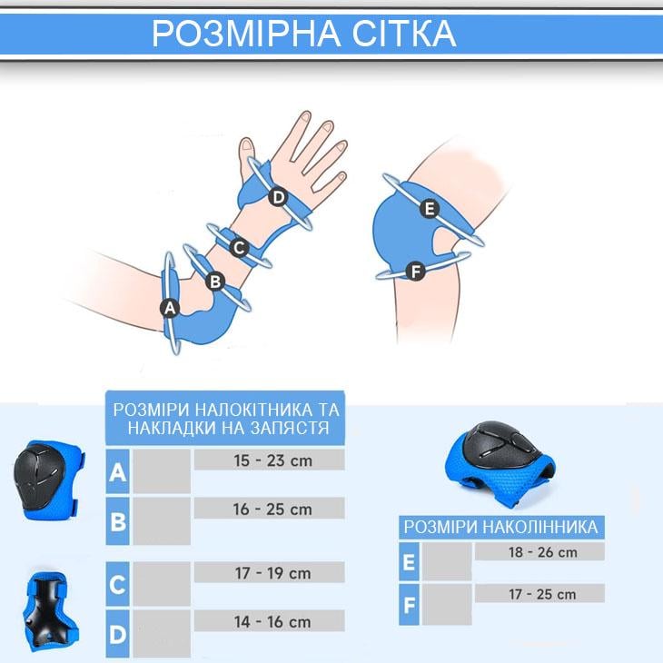 Шолом для велосипеда та наколінники та налокітники та наладонники Синій (29198653) - фото 11 Шолом для велосипеда та наколінники та налокітники та наладонники Синій (29198653) - фото 11