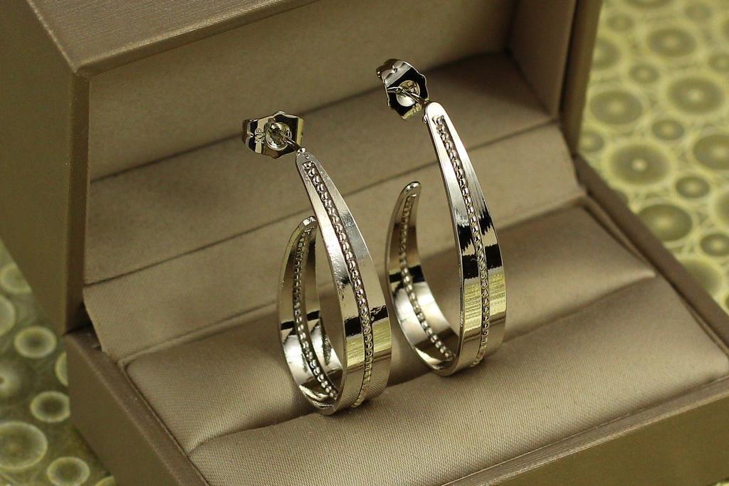 Серьги кольца Xuping Jewelry Пробор 3,5 см Серебристый (28053012)