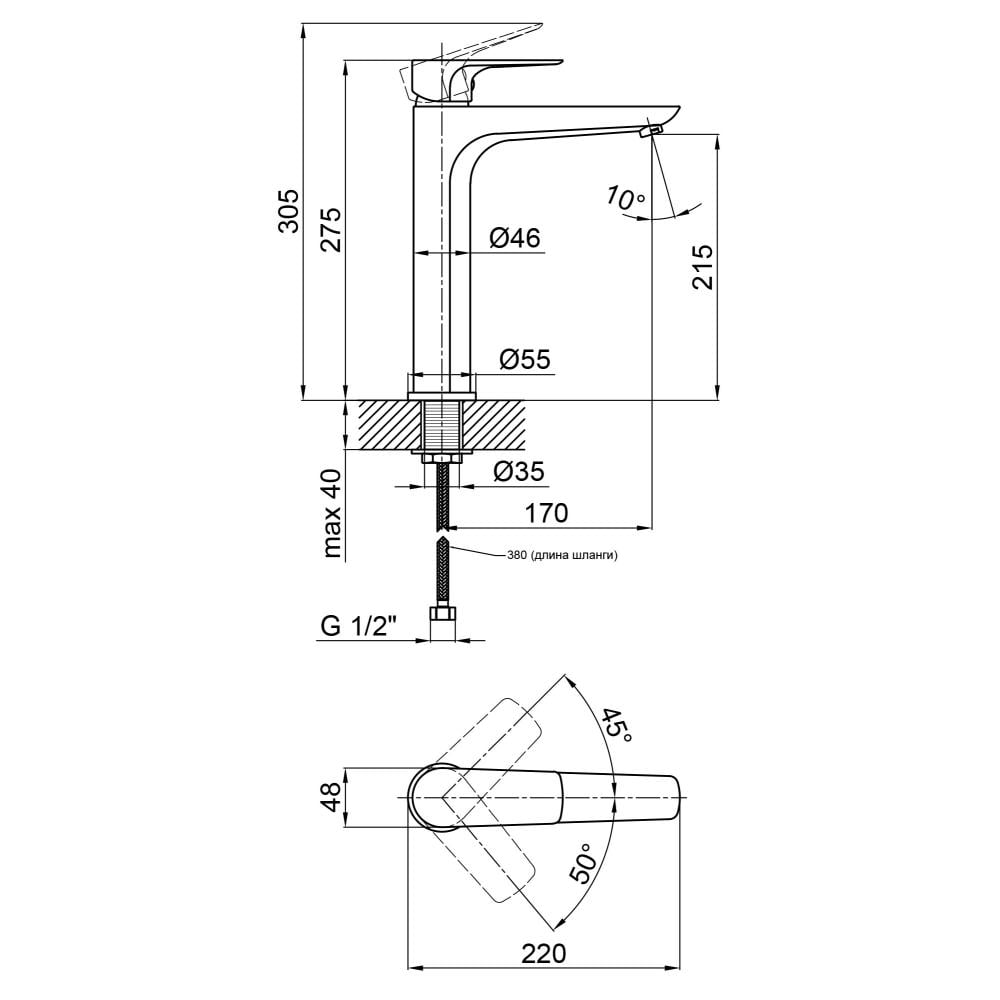 Смеситель для раковины Q-tap Flaja 1010H102C (QTFLA1010H102C) - фото 2