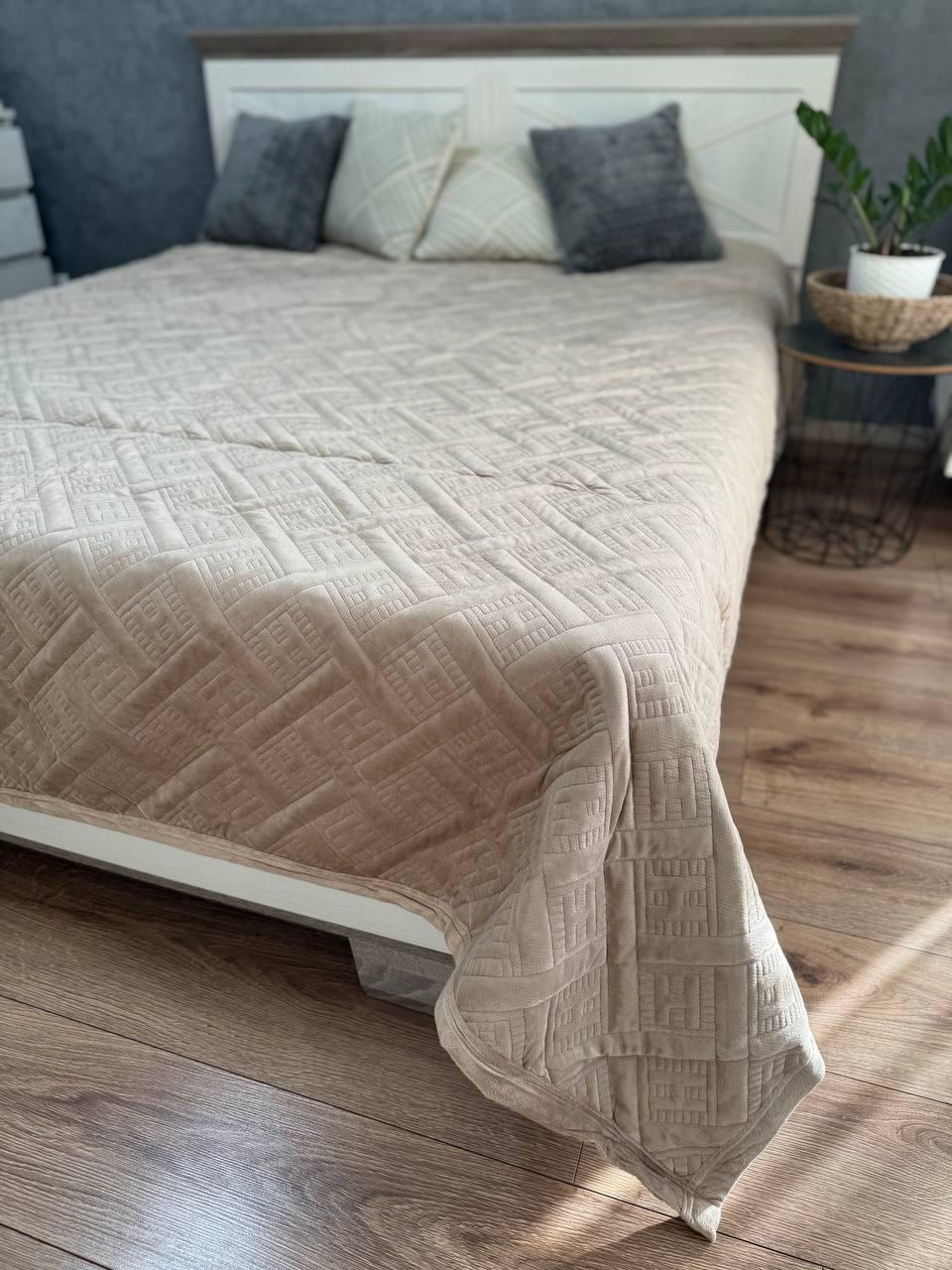 Плед велюровый Макси 230х260 см Бежевый (14071425) - фото 3