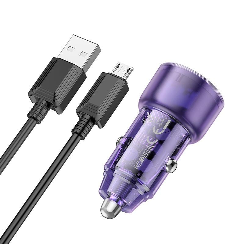 Зарядное устройство в автомобиль Hoco Z52 Micro USB cable 38W 3A Purple