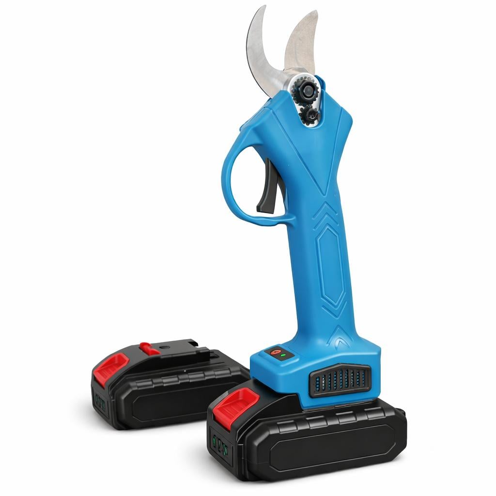 Секатор аккумуляторный садовый 2 АКБ электрический портативный в синем кейсе (376339)