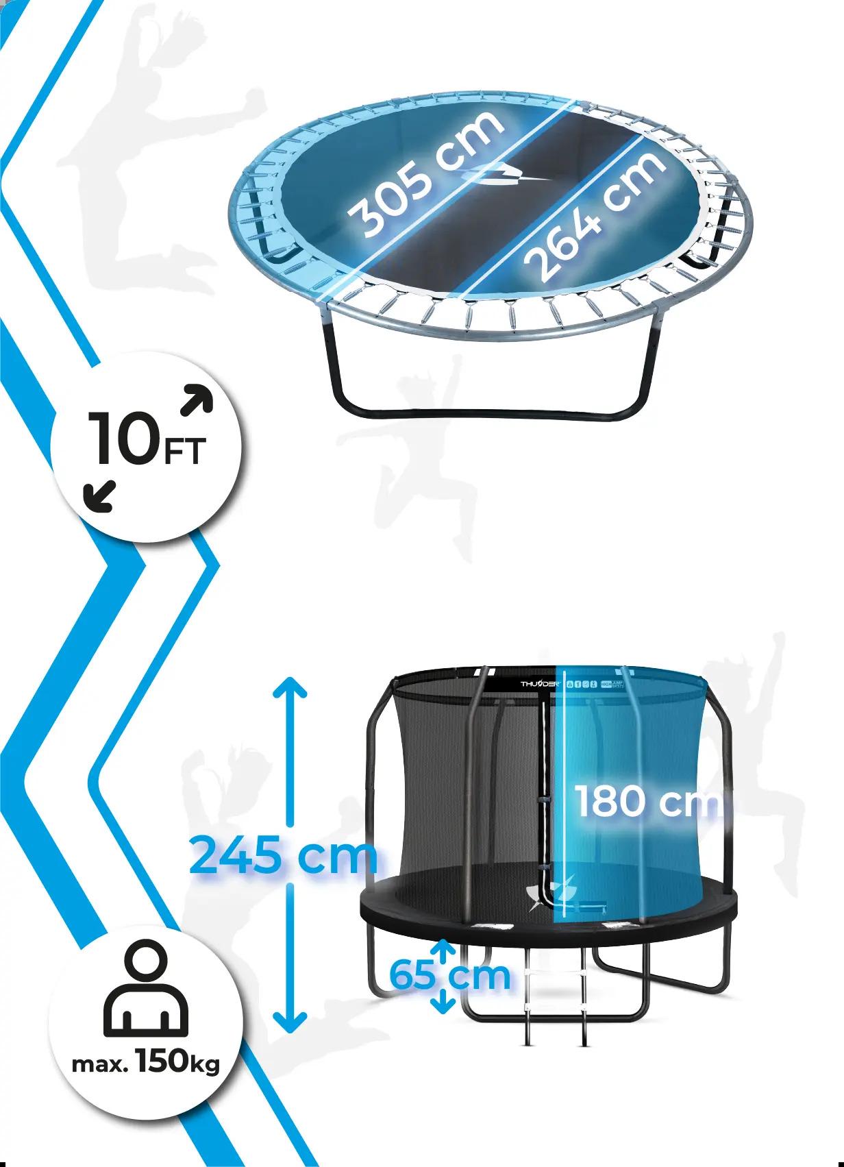 Батут Thunder INSIDE ELITE з внутрішньою сіткою 14 футів 427 см Чорний - фото 4 Батут Thunder INSIDE ELITE з внутрішньою сіткою 14 футів 427 см Чорний - фото 4