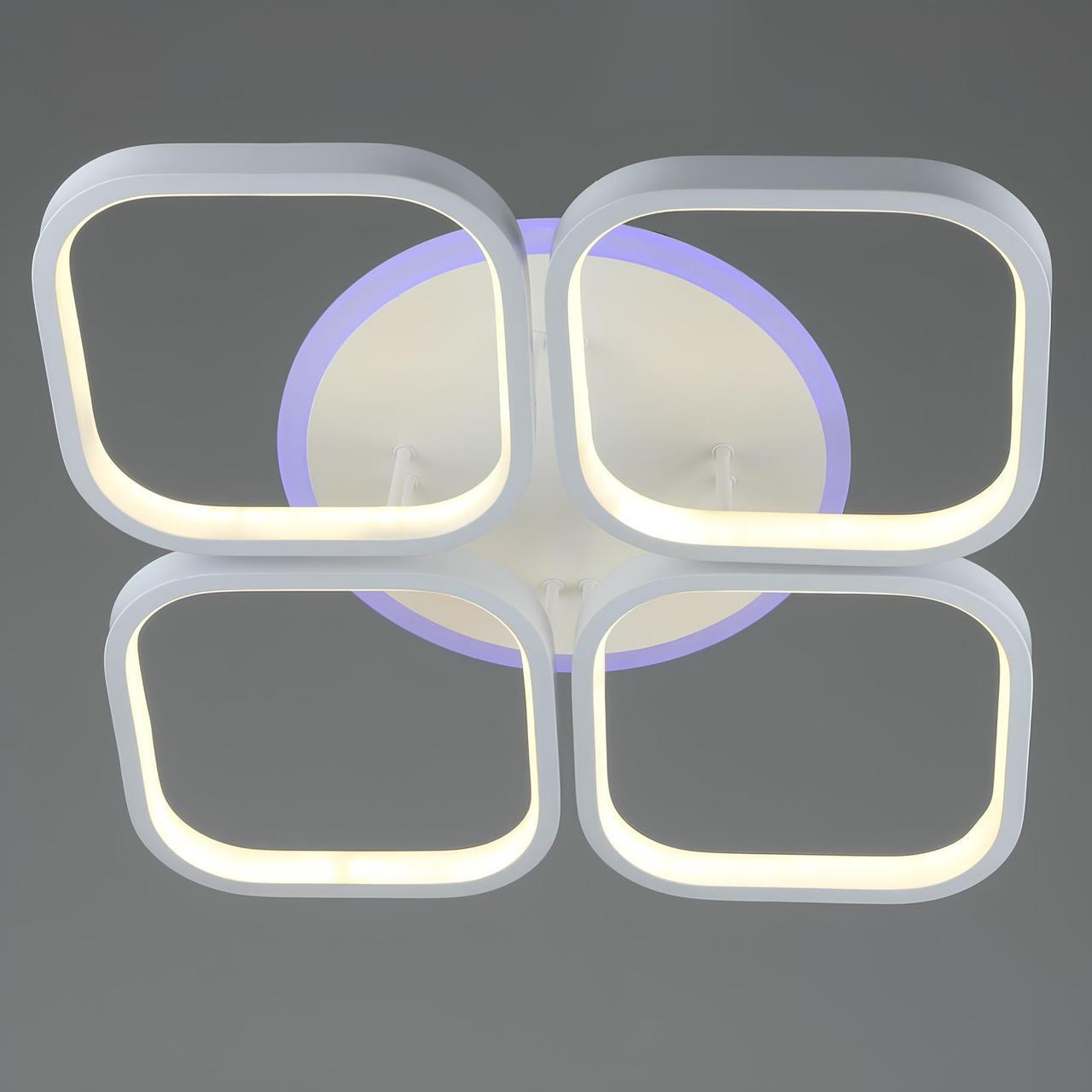 Люстра светодиодная Sirius на четыре плафона 108W 3000-6500К Белый (B S2008/4 96W+12W)