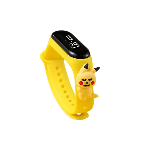 Часы электронные детские сенсорные с 3D браслетом Покемон Пикачу водонепроницаемые Желтый (1000070)