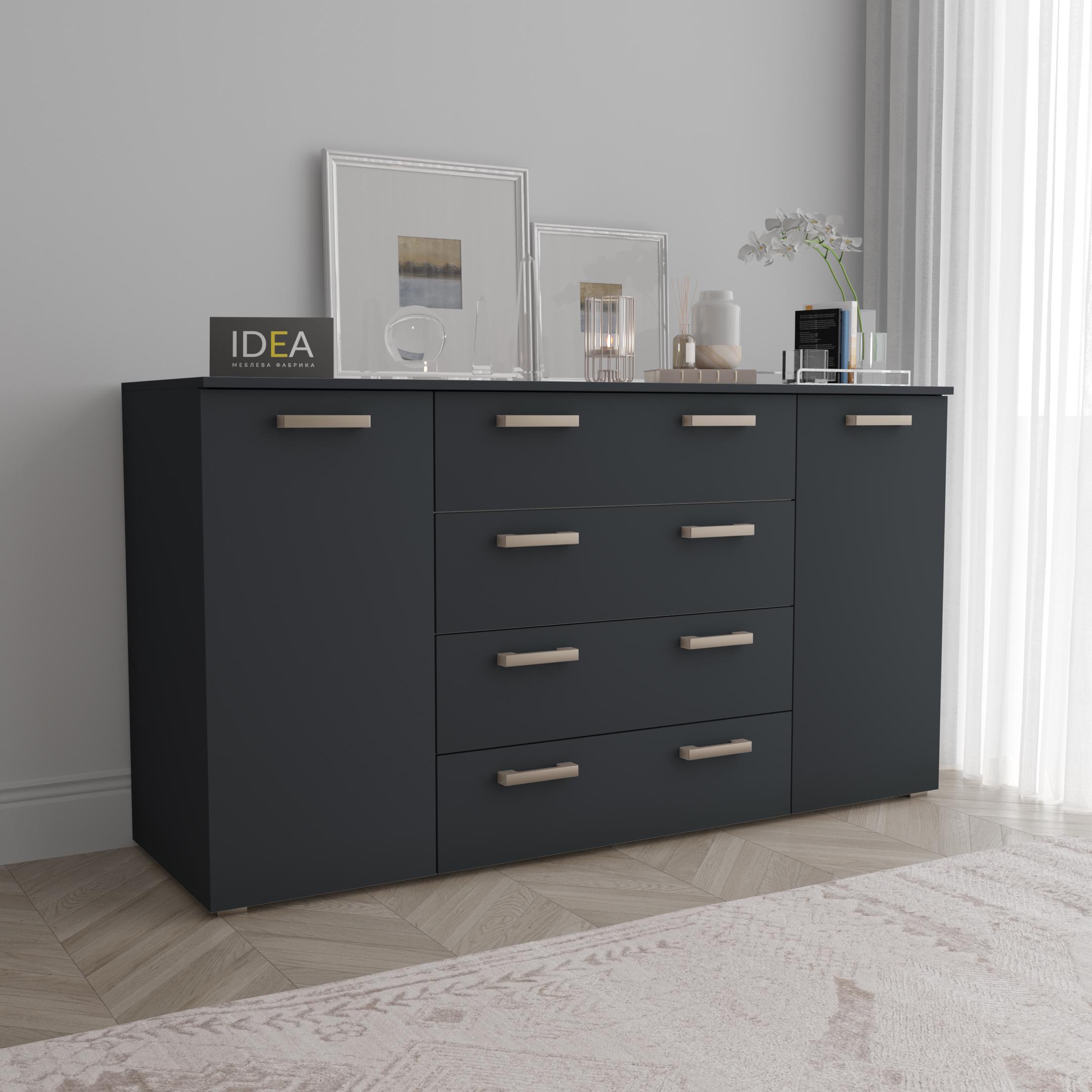 Комод Idea ТКБ-375.2 на 4 шухляди з дверима Антрацит (26718312) - фото 1 Комод Idea ТКБ-375.2 на 4 шухляди з дверима Антрацит (26718312) - фото 1