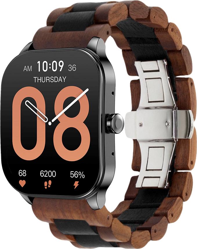 Ремешок деревянный WoodLock для Amazfit Pop 3S/3R Black/Brown (34016-26)