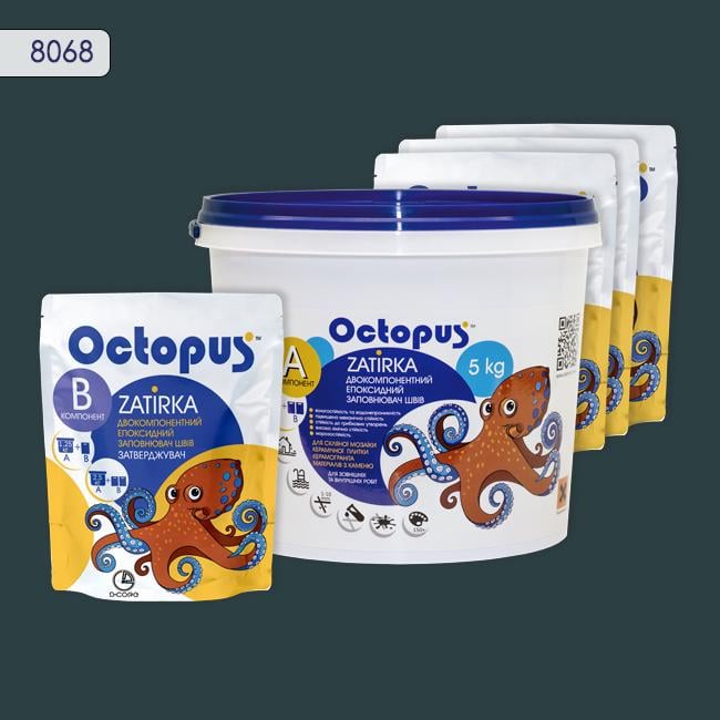 Фуга двухкомпонентная эпоксидная для плитки и мозаики Octopus 5 кг 8068 (8068-5)