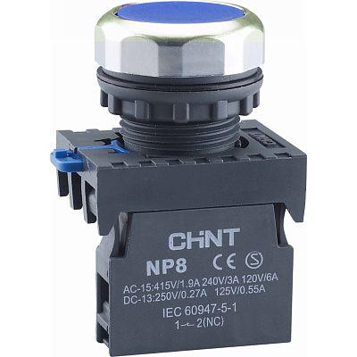 Кнопка керування CHINT NP8-10BND/6 1NO 22 мм LED 230V IP65 Синій (578663)