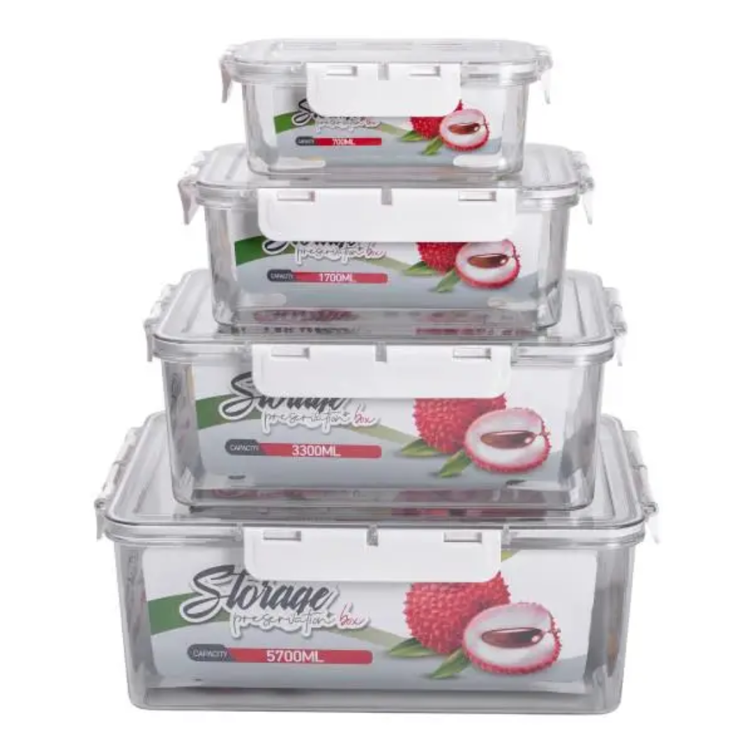 Набор контейнеров прямоугольных для хранения продуктов 4 шт. Белый Набор контейнеров прямоугольных для хранения продуктов 4 шт. Белый