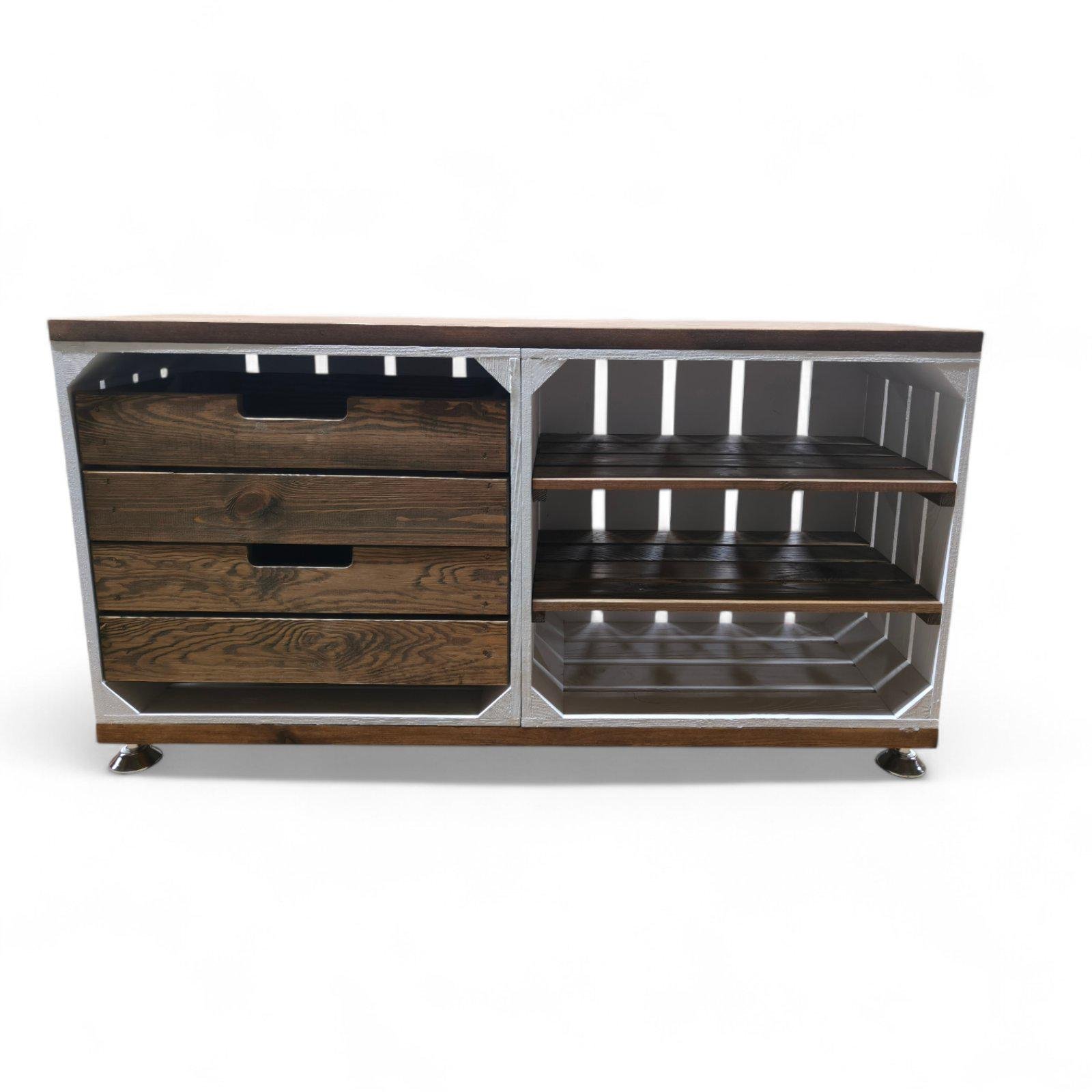 Комод дерев'яна 1000х54х300 мм Білий/Коричневий (30822809)