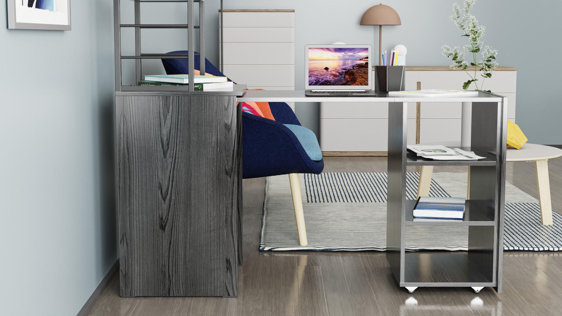 Стіл-тумба трансформер Ferrum-decor Смарт 4/1 з етажеркою метал/ДСП 16 мм 1430x1450x500 мм Чорний/Сосна Кембра (FRD-105125) - фото 6 Стіл-тумба трансформер Ferrum-decor Смарт 4/1 з етажеркою метал/ДСП 16 мм 1430x1450x500 мм Чорний/Сосна Кембра (FRD-105125) - фото 6